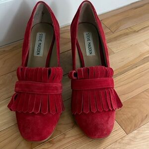 Red suede Steve Madden heels size 6.5
